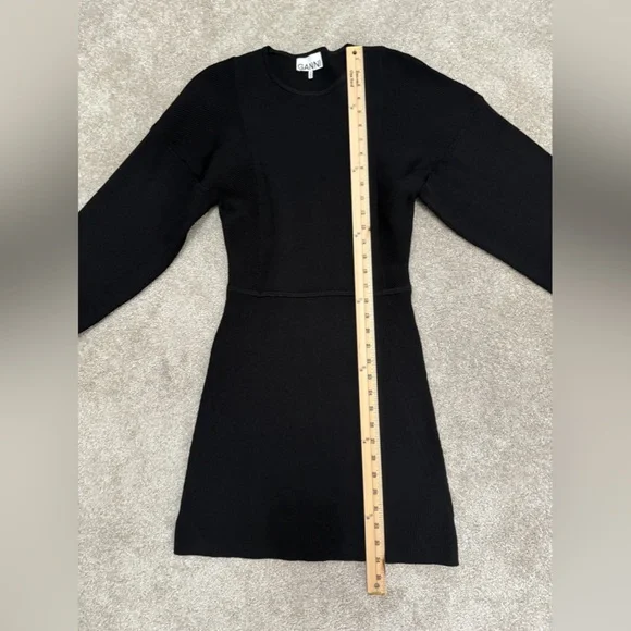 Ganni - Black Knit Dress with Balloon Sleeve - size Medium - LIKE NEW - Picture 7 of 16